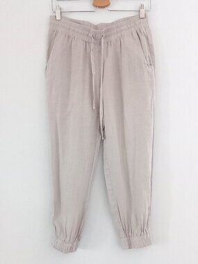 CLOTH & STONE ANTHROPOLOGIE beige linen jogger style pants